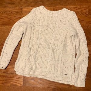White cable knit sweater